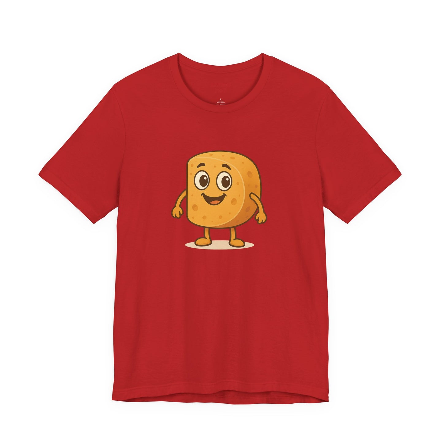 Happy Cheesy Square Character T-Shirt | Cute Cartoon Cheese Tee
