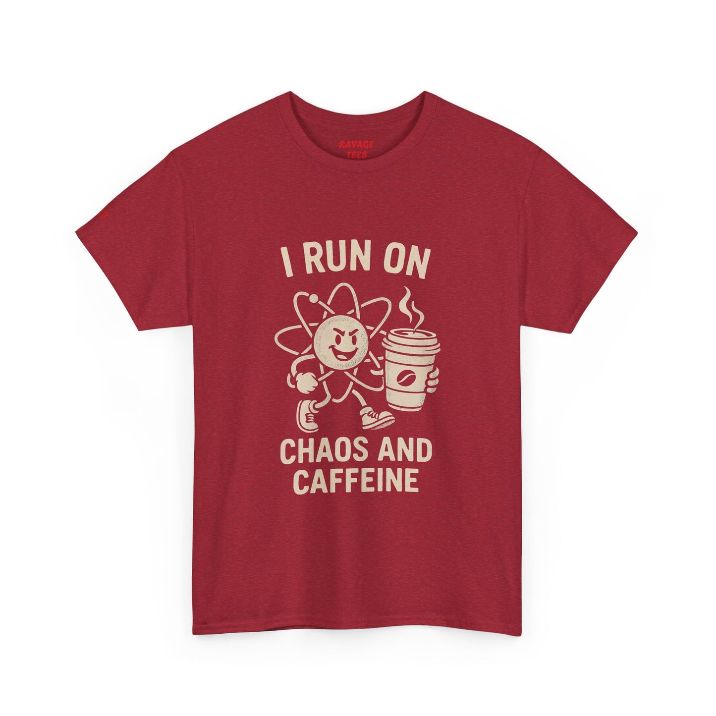 Coffee Lover's Unisex Tee - I Run on Chaos and Caffeine, Funny T-Shirt, Gift for Coffee Enthusiasts, Casual Wear, Relaxed Fit