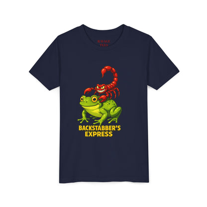 Youth Tee - "Backstabber's Express" Frog & Scorpion Graphic