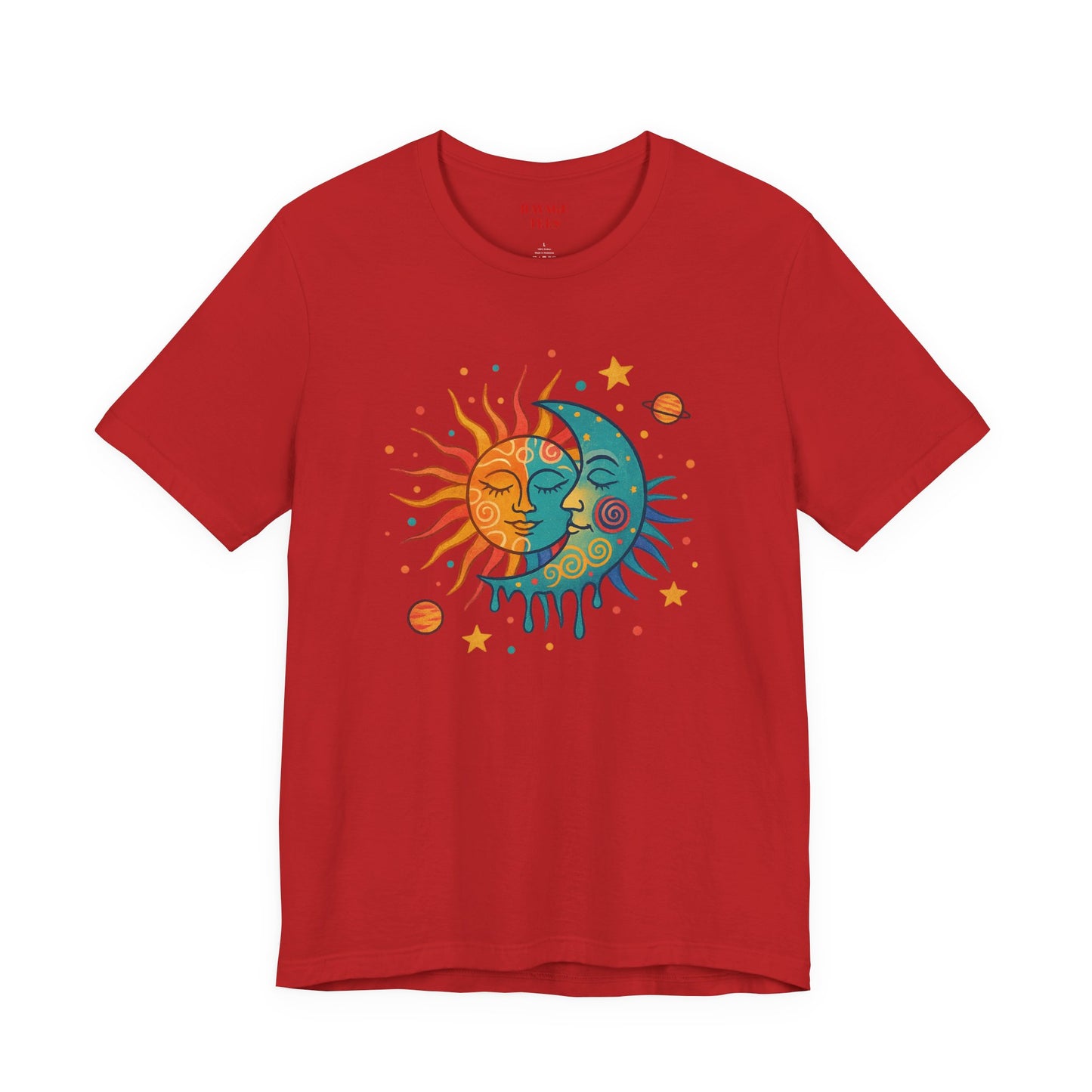 Sun & Moon Boho Graphic Tee — Celestial Retro Sunface T-Shirt