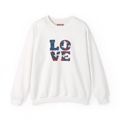 Patriotic Love Sweatshirt | Unisex Crewneck, Cozy Top for Celebrations, Gifts, Independence Day, Casual Style, Everyday Comfort