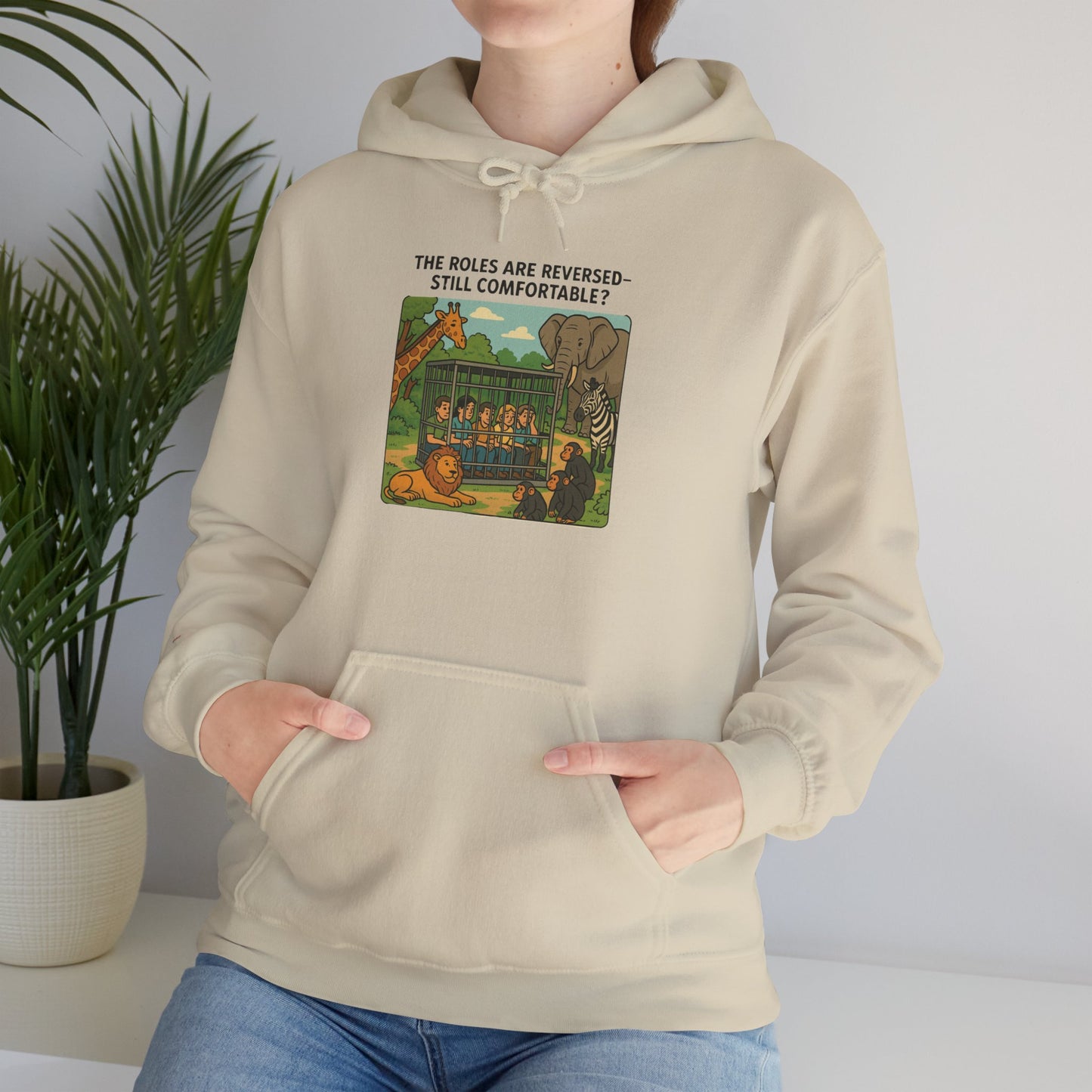 The Roles are Reversed- Are You Comfortable-Comfy Graphic Hoodie for Cozy Days, Unisex Heavy Blend Sweatshirt with Quirky Art, Perfect for Fall, Winter, Gifting, Casual Wear