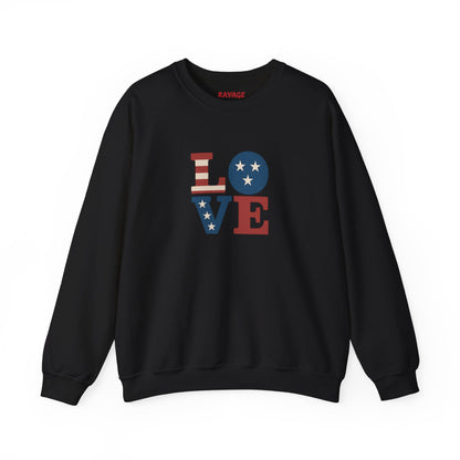 Patriotic Love Sweatshirt | Unisex Crewneck, Cozy Top for Celebrations, Gifts, Independence Day, Casual Style, Everyday Comfort