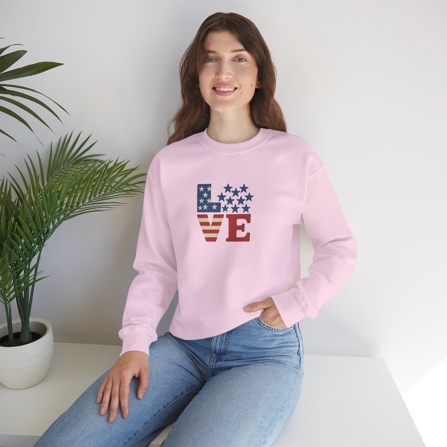 Patriotic Love Sweatshirt | Unisex Crewneck, Cozy Top for Celebrations, Gifts, Independence Day, Casual Style, Everyday Comfort