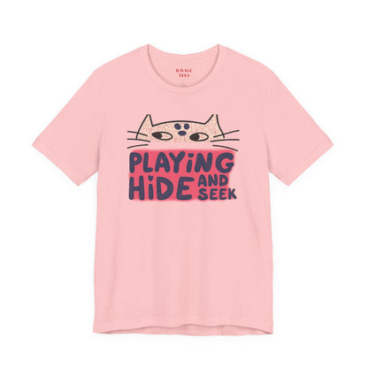 Playing Hide and Seek Cat T-Shirt — Cute Graphic Tee for Cat Lovers