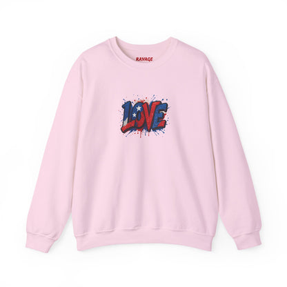 Patriotic Love Sweatshirt | Unisex Crewneck, Cozy Top for Celebrations, Gifts, Independence Day, Casual Style, Everyday Comfort