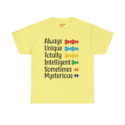 Unisex Autism Awareness Tee - Unique Puzzle Design, Perfect Gift for Friends, Family, and Supporters