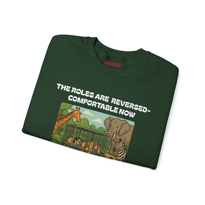 Reversal of Roles-Fun Animal Crewneck Sweatshirt, Unisex Sweatshirt