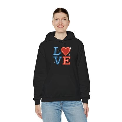Unisex Hooded Sweatshirt with 'LOVE' Design - Cozy Gift for Friends, Valentine's Day, Casual Wear, Relaxation, Everyday Use