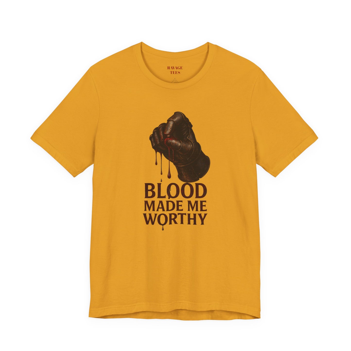 Blood Made Me Worthy T‑Shirt — Graphic Fist Design, Bold Faith & Empowerment Tee