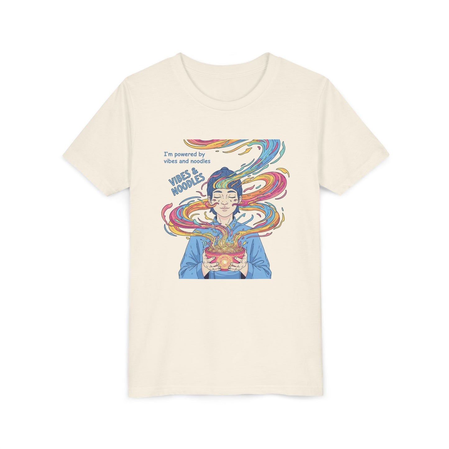 Vibes & Noodles Youth Tee, Cute Kid's T-Shirt, Fun Graphic Tee, Colorful Short Sleeve Shirt, Gift for Kids, Summer Outfit