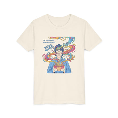 Vibes & Noodles Youth Tee, Cute Kid's T-Shirt, Fun Graphic Tee, Colorful Short Sleeve Shirt, Gift for Kids, Summer Outfit