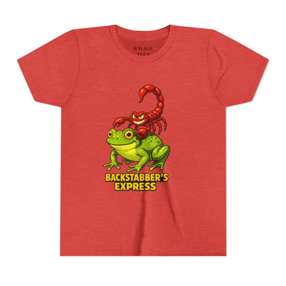 Youth Tee - "Backstabber's Express" Frog & Scorpion Graphic