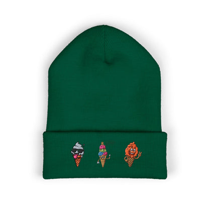 Ice Cream Cuffed Beanie with Fun Embroidery