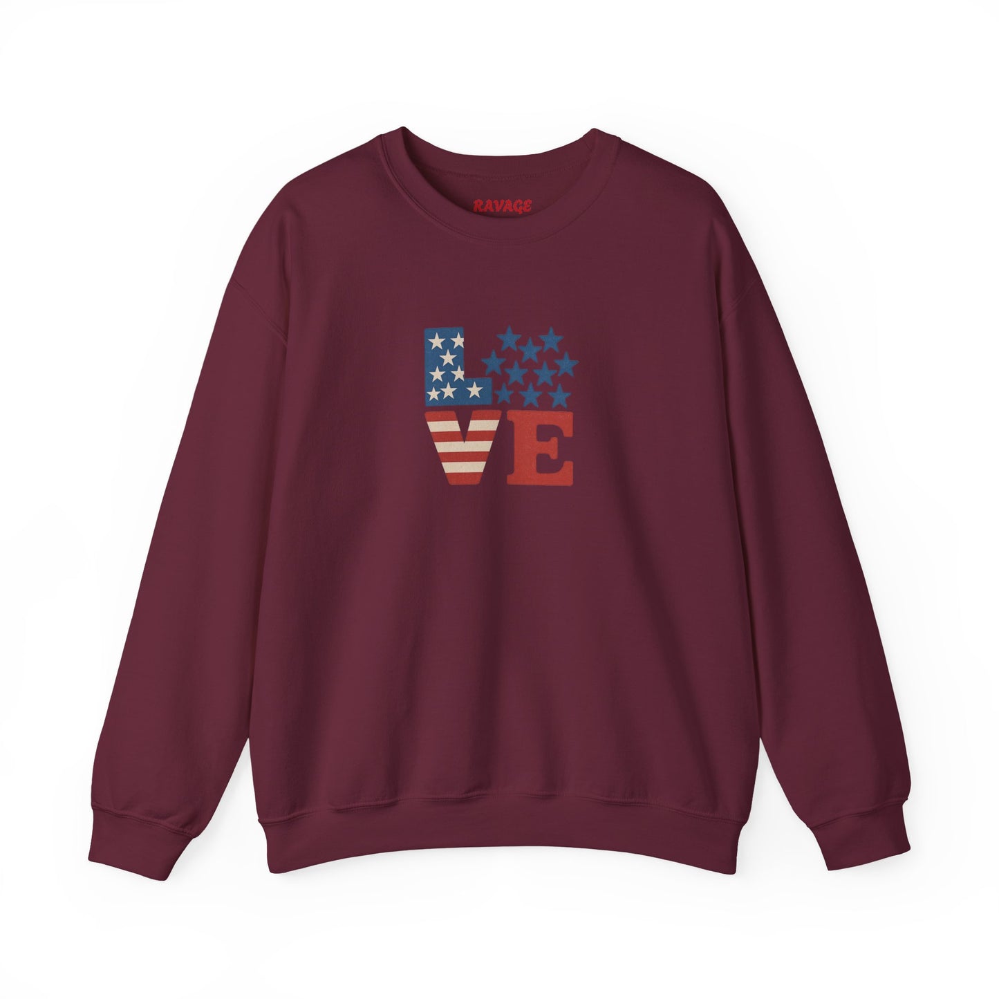 Patriotic Love Sweatshirt | Unisex Crewneck, Cozy Top for Celebrations, Gifts, Independence Day, Casual Style, Everyday Comfort