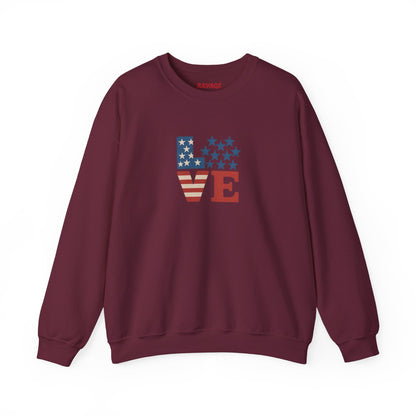Patriotic Love Sweatshirt | Unisex Crewneck, Cozy Top for Celebrations, Gifts, Independence Day, Casual Style, Everyday Comfort