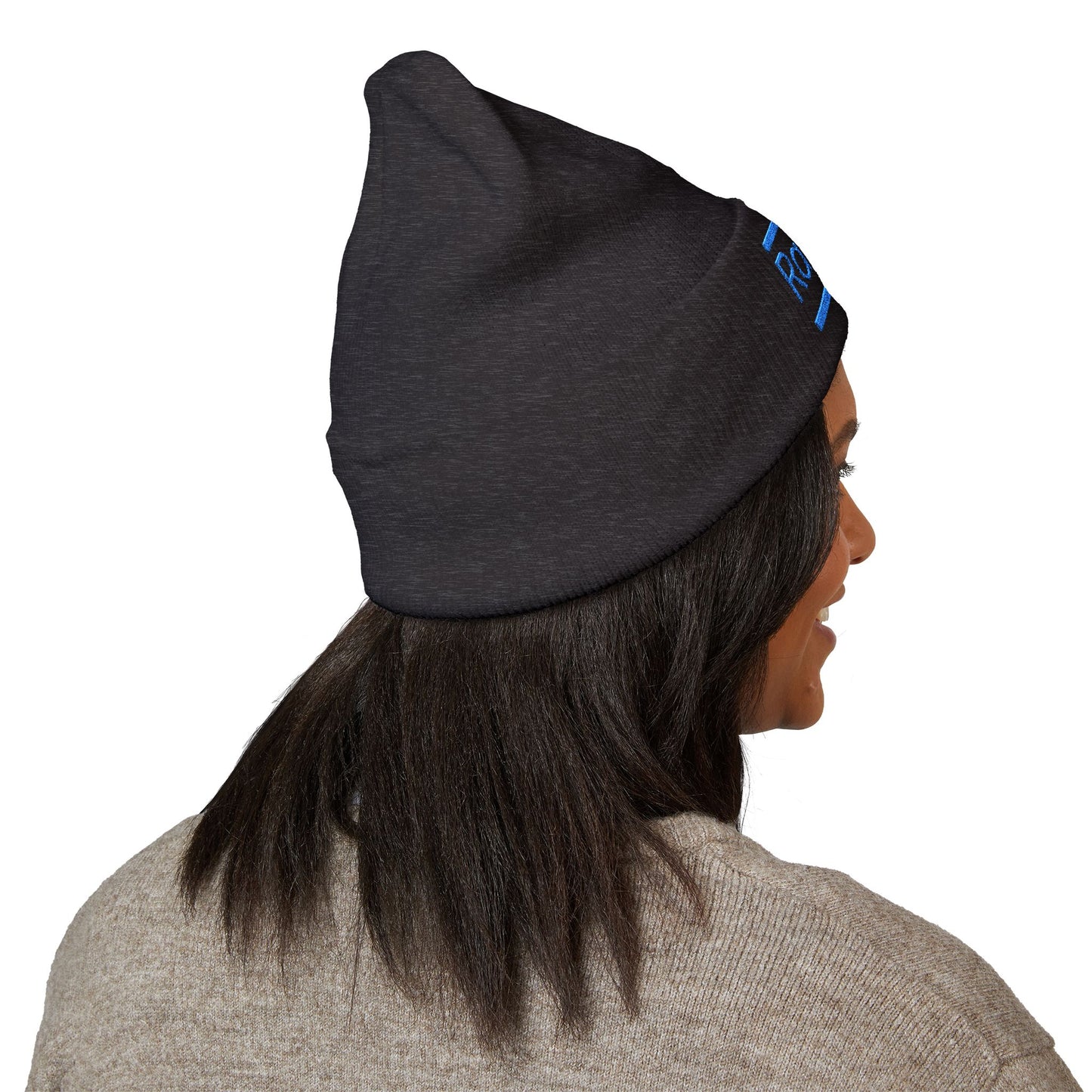 Ravage Embroidered Cuffed Beanie | Light Blue Logo Knit Hat