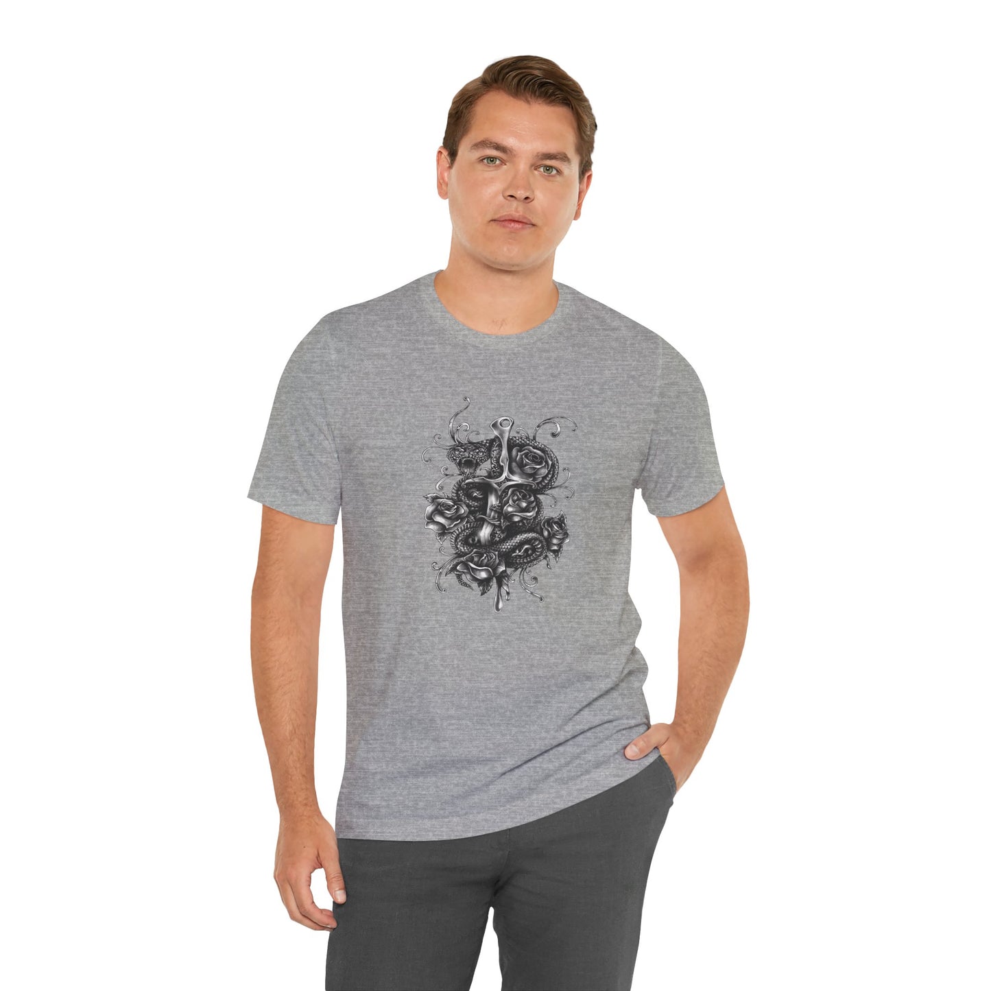 Snake & Dagger Tee: Edgy Unisex Tattoo-Style Graphic Shirt