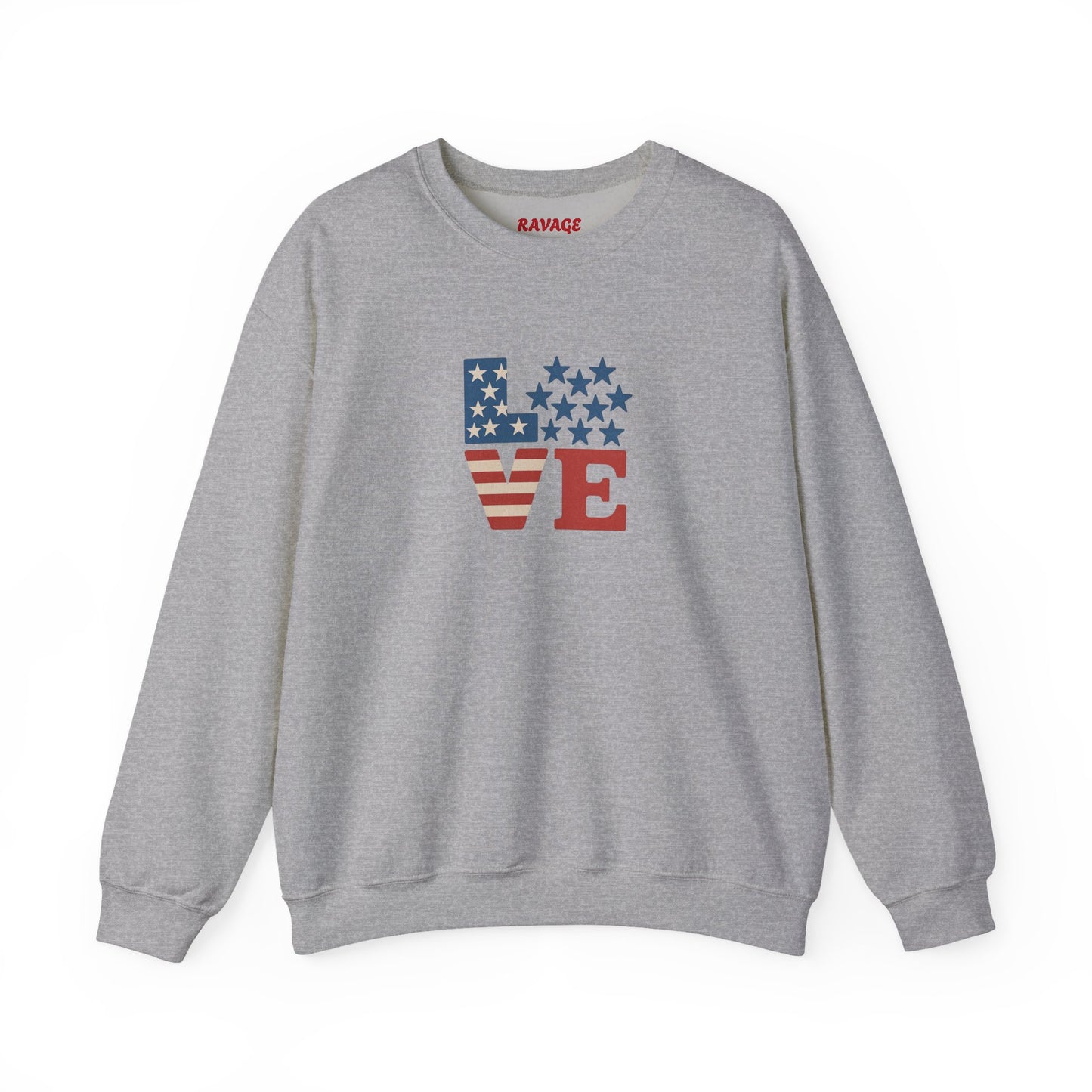 Patriotic Love Sweatshirt | Unisex Crewneck, Cozy Top for Celebrations, Gifts, Independence Day, Casual Style, Everyday Comfort