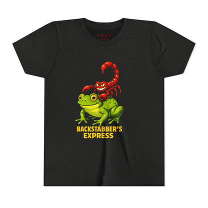 Youth Tee - "Backstabber's Express" Frog & Scorpion Graphic