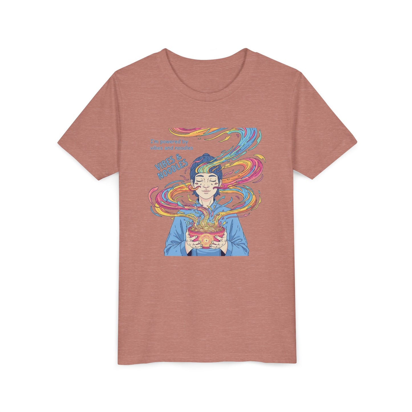 Vibes & Noodles Youth Tee, Cute Kid's T-Shirt, Fun Graphic Tee, Colorful Short Sleeve Shirt, Gift for Kids, Summer Outfit