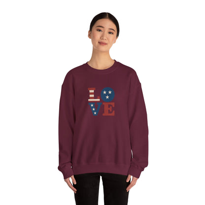 Patriotic Love Sweatshirt | Unisex Crewneck, Cozy Top for Celebrations, Gifts, Independence Day, Casual Style, Everyday Comfort