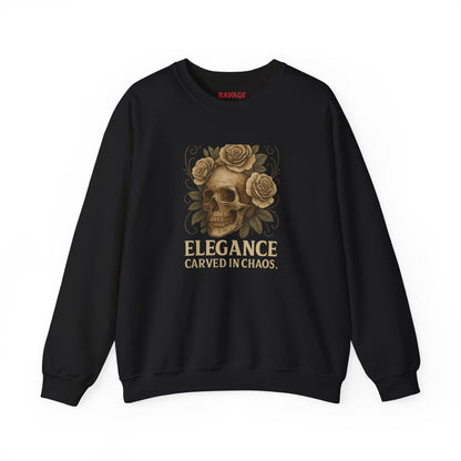 ELEGANCE CARVED IN CHAOS  Unisex Crewneck Sweatshirt – Heavy Blend Pullover for Casual Wear | Cozy Streetwear Gift for Her, Feminist Fashion Statement