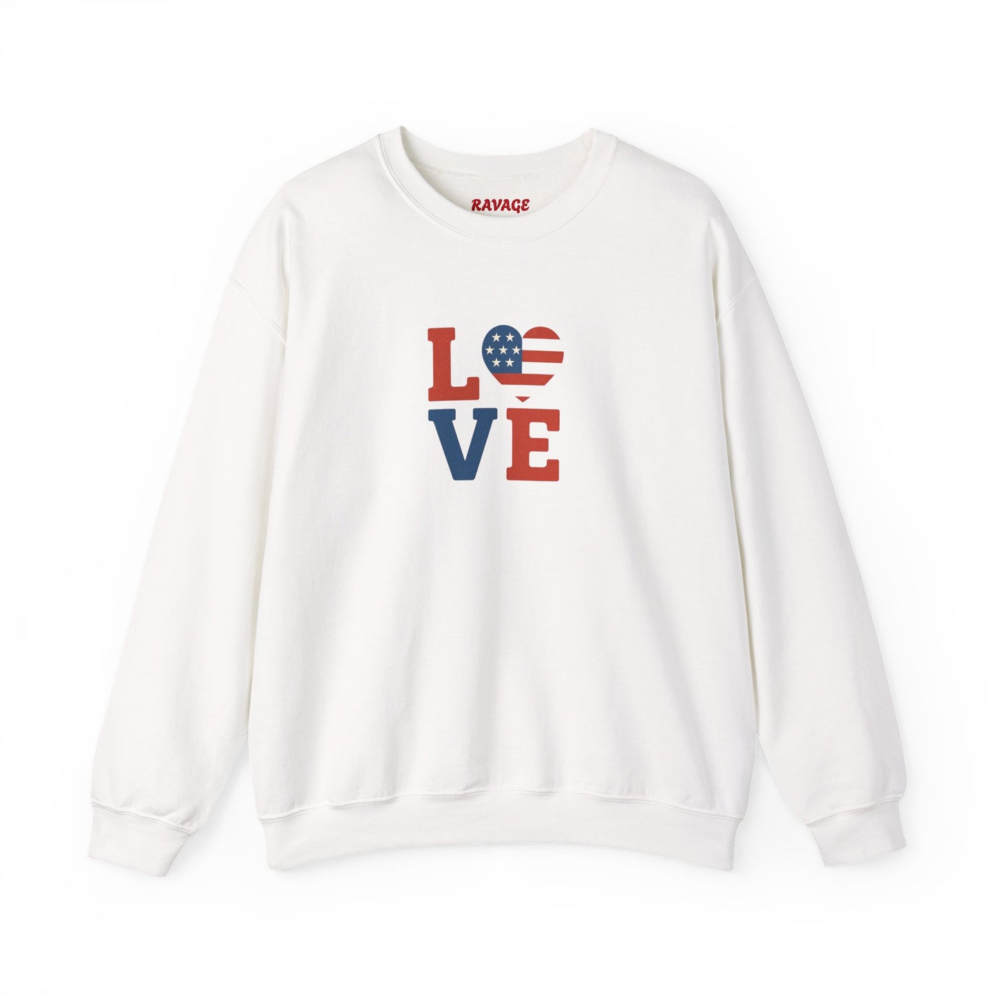 Patriotic Love Sweatshirt | Unisex Crewneck, Cozy Top for Celebrations, Gifts, Independence Day, Casual Style, Everyday Comfort