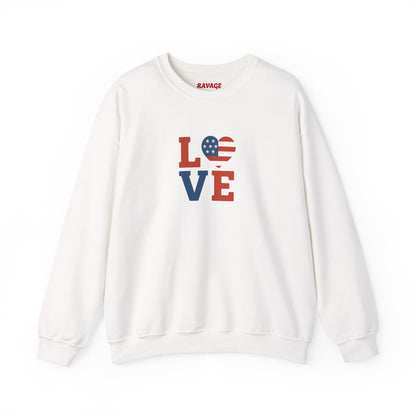 Patriotic Love Sweatshirt | Unisex Crewneck, Cozy Top for Celebrations, Gifts, Independence Day, Casual Style, Everyday Comfort