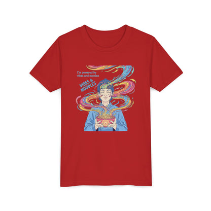 Vibes & Noodles Youth Tee, Cute Kid's T-Shirt, Fun Graphic Tee, Colorful Short Sleeve Shirt, Gift for Kids, Summer Outfit
