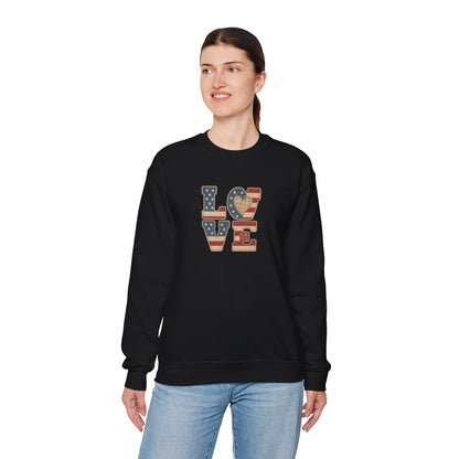 Patriotic Love Sweatshirt | Unisex Crewneck, Cozy Top for Celebrations, Gifts, Independence Day, Casual Style, Everyday Comfort