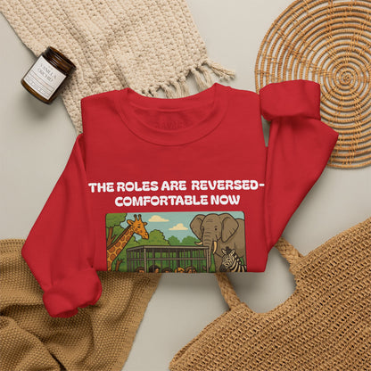 Reversal of Roles-Fun Animal Crewneck Sweatshirt, Unisex Sweatshirt
