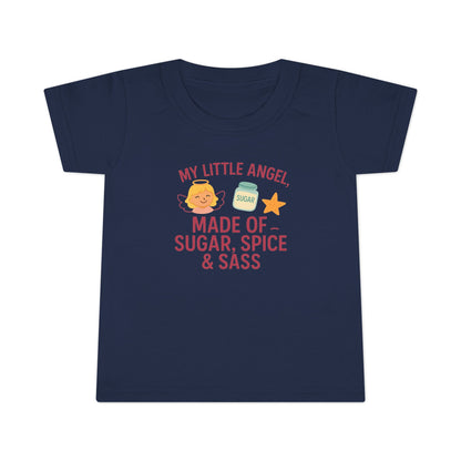 Toddler T-Shirt - My Little Angel - Made of Sugar, Spice & Sass - Cute Gift for Birthday, Baby Shower, Toddler Playdates, Everyday Wear