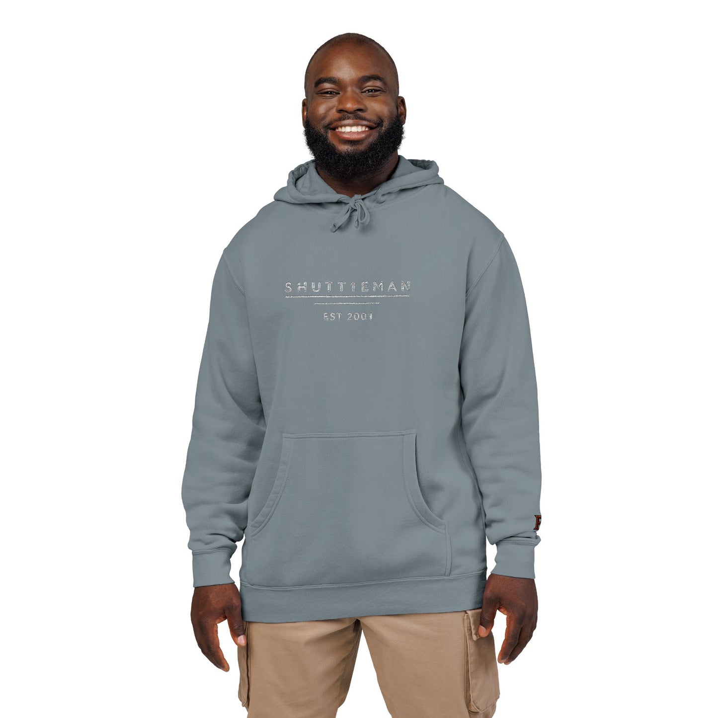 Shutt1eman Embroided Vintage Pigment Black-Dyed Hoodie
