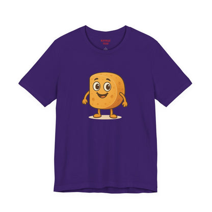 Happy Cheesy Square Character T-Shirt | Cute Cartoon Cheese Tee