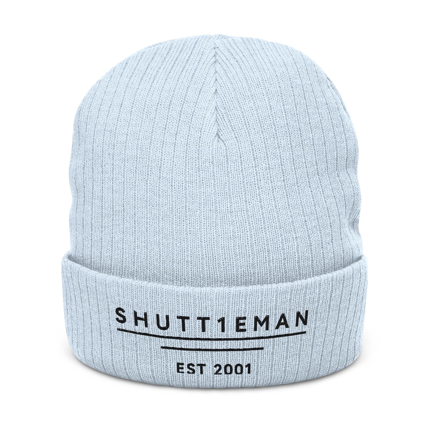 Embroidered Ribbed Beanie — SHUTTIEMAN EST 2001 Knit Hat