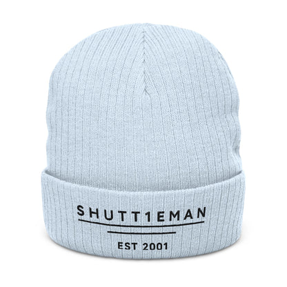 Embroidered Ribbed Beanie — SHUTTIEMAN EST 2001 Knit Hat