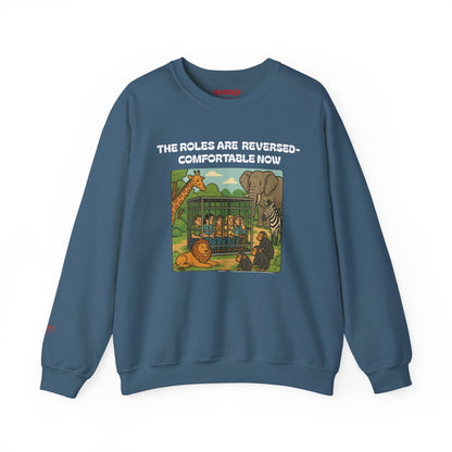 Reversal of Roles-Fun Animal Crewneck Sweatshirt, Unisex Sweatshirt