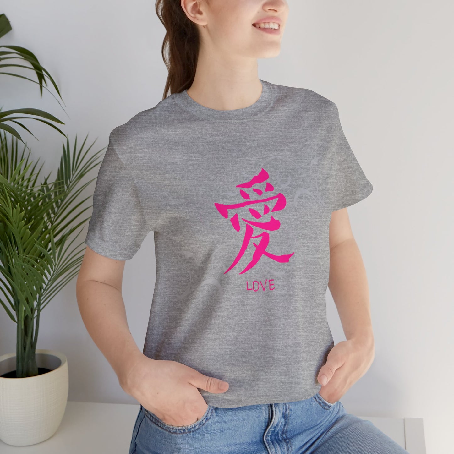 Love Kanji — Pink Asian Calligraphy Tee