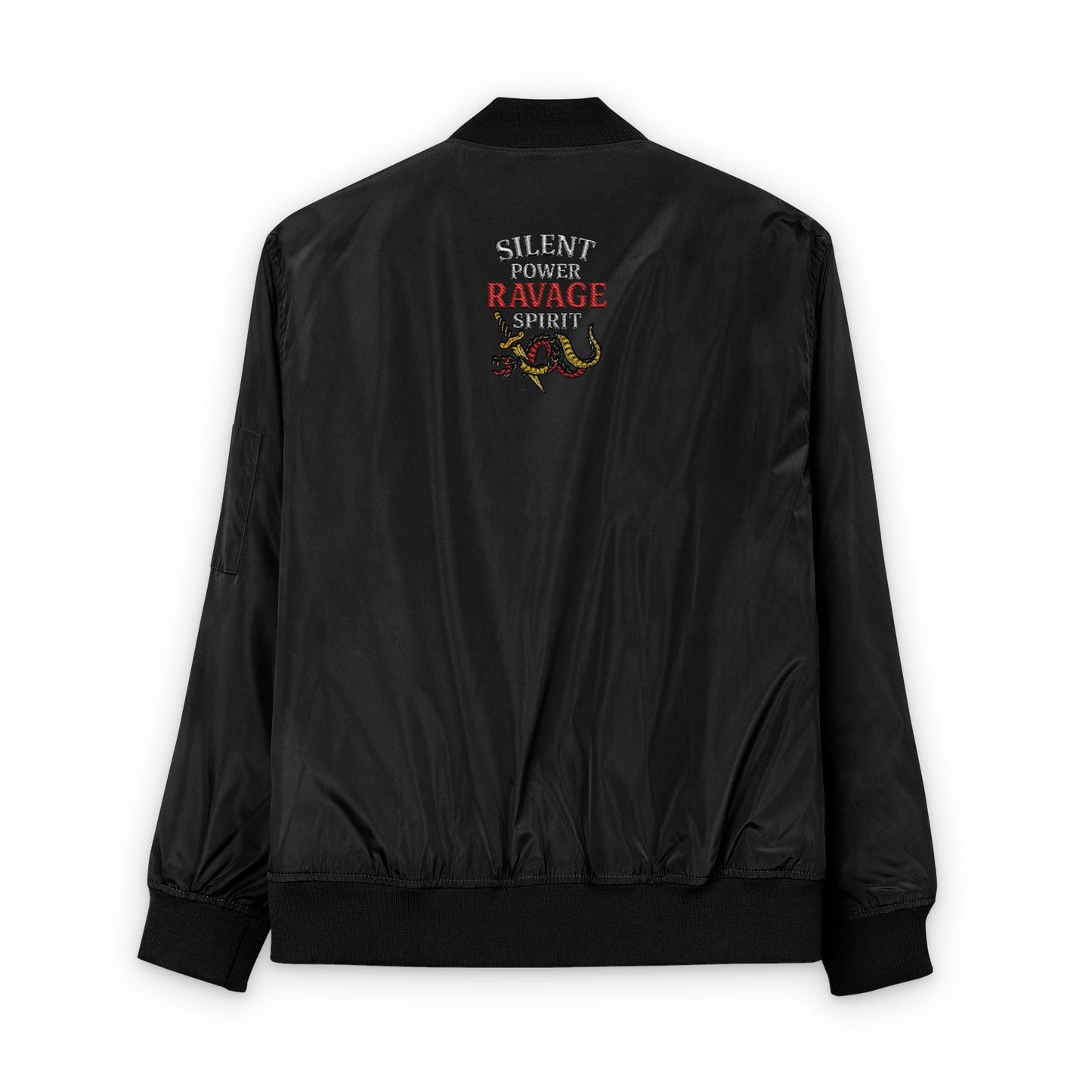 RAVAGE Embroidered Bomber: Eco-Friendly Unisex Streetwear Gift