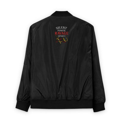 RAVAGE Embroidered Bomber: Eco-Friendly Unisex Streetwear Gift