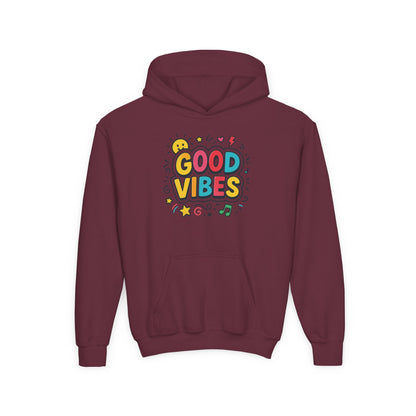 Kids Good Vibes Hoodie – Fun Graphic Sweatshirt with Positive Message, Cozy Casual Outfit, Birthday Gift for Children