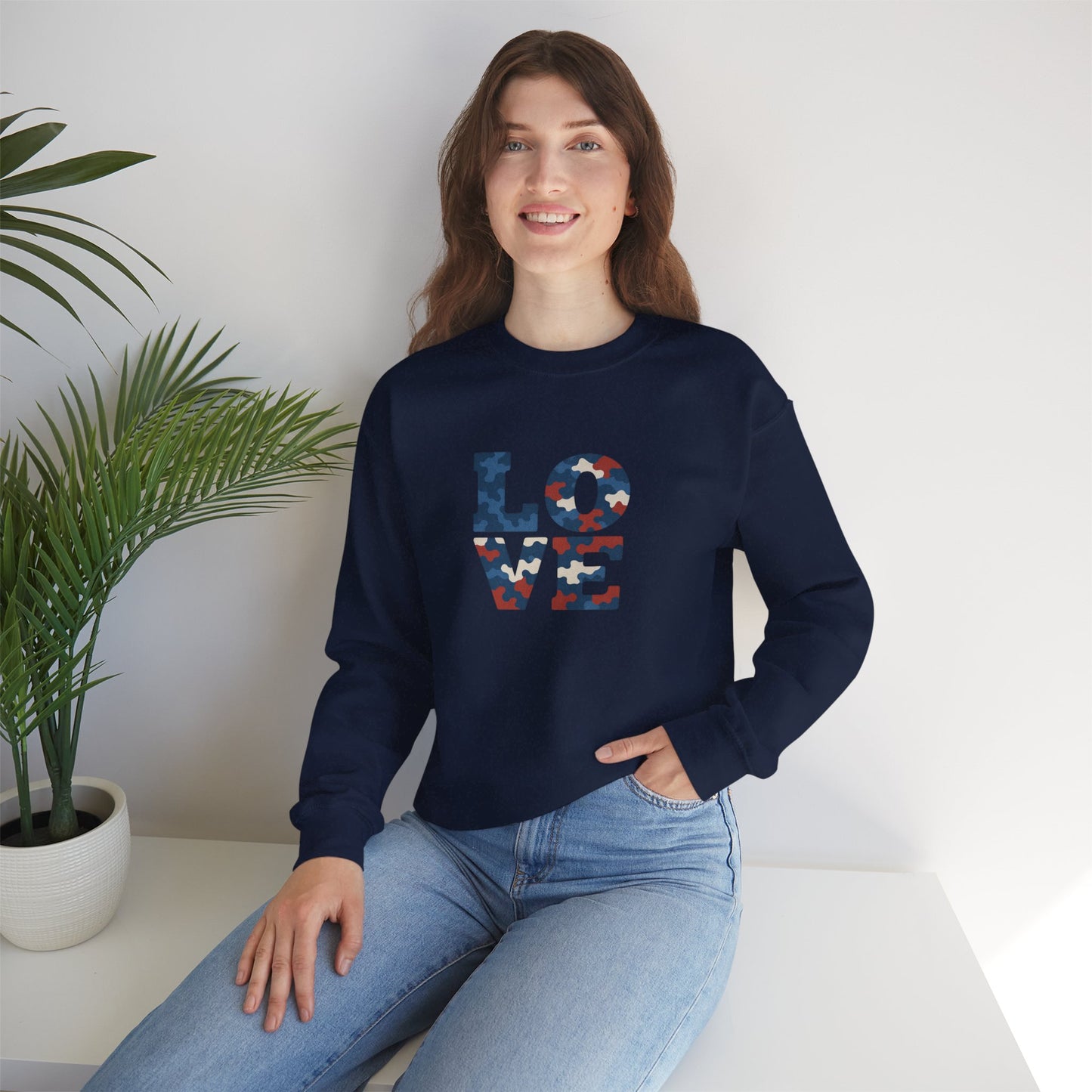 Patriotic Love Sweatshirt | Unisex Crewneck, Cozy Top for Celebrations, Gifts, Independence Day, Casual Style, Everyday Comfort