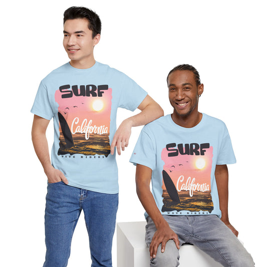 Surf California Suns Unisex Heavy Cotton Teet T-Shirt | Wave Riders Graphic Tee | Ravage Tees Beach & Surf Collection