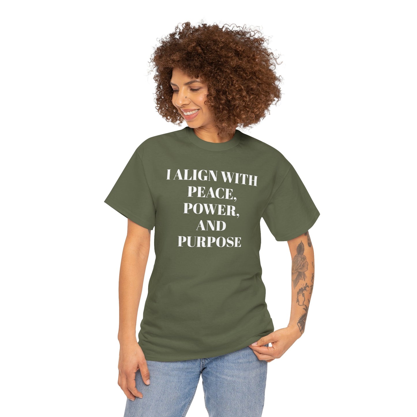 I ALIGN WITH PEACE, POWER AND PURPOSE Tee, Unisex T-Shirt, Soft Cotton Shirt, Minimalist Apparel, Meditative Style, Everyday Wear