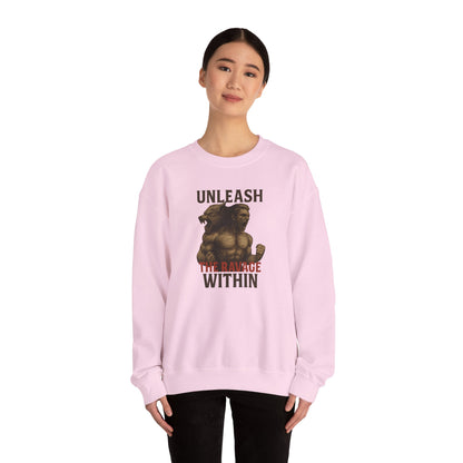 Unleash the Ravage Within  – Unisex French Terry Sweatshirt, Cozy Fall Casual Wear, Gamer Gift, Comfortable Everyday Apparel
