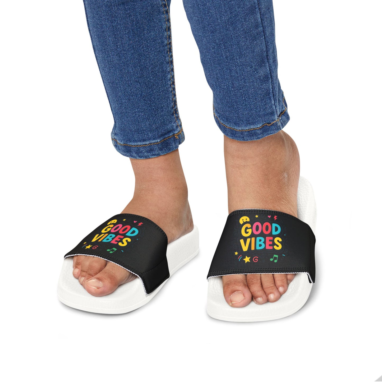 "Good Vibes" Removable-Strap Pool Slides