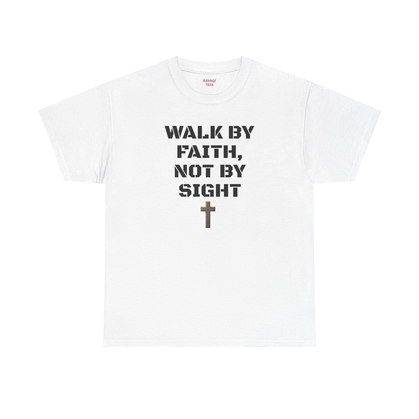 "Walk By Faith" Tee: Christian Bible Verse Unisex Heavy Cotton Shirt