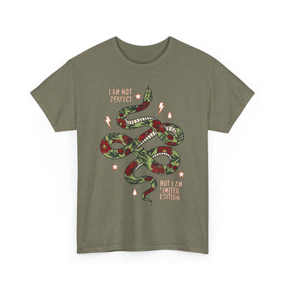 Trendy Unisex Tee, I Am Not Perfect Snake Design Shirt, Casual Wear, Gift for Nature Lovers, Eco-Friendly Fashion