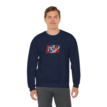 Patriotic Love Sweatshirt | Unisex Crewneck, Cozy Top for Celebrations, Gifts, Independence Day, Casual Style, Everyday Comfort